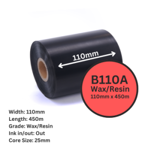 DM 110mm x 450m Wax / Resin B110A 1" Out