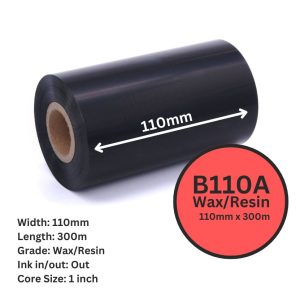 DM 110mm x 300m Wax / Resin B110A 1" Out