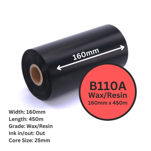 DM 160MM x 450m Wax / Resin B110A 1" Out