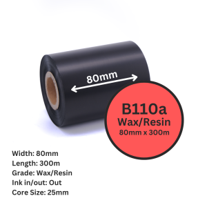 DM 80mm x 300m Wax / Resin B110A 1" Out