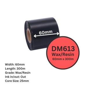 DM 60mm x 300m Wax / Resin DM613 1" Out