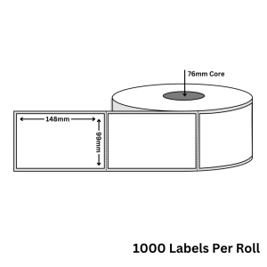 99x148mm DT Labels - 1000/Roll, 76mm Core, Perf 8TPI