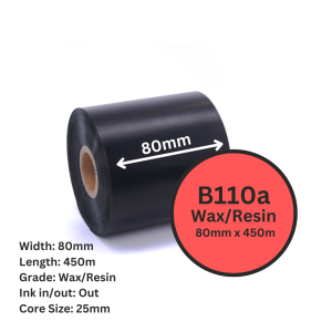 DM 80mm x 450m Wax / Resin B110A 1" Out