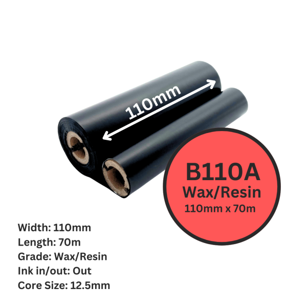 DM 110mm x 70m Wax / Resin B110A ½" Out