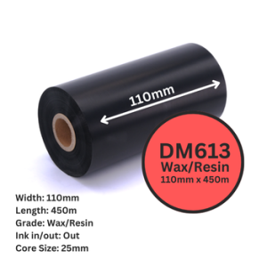 DM 110mm x 450m Wax / Resin DM613 1" Out