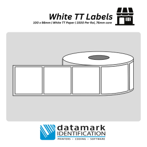 100 x 98 White TT Paper Label Perf / Perm 76/1500